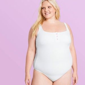 Stoney Clover x Target White Pink Heart One Piece Plus Size Bathing Suit